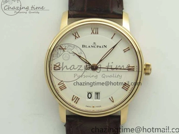 0712 Upgraded Villeret Quantième Complet 8 Jours SS Complicated Function OMF 1:1 Best Edition White Dial on Brown Leather Strap A 7983